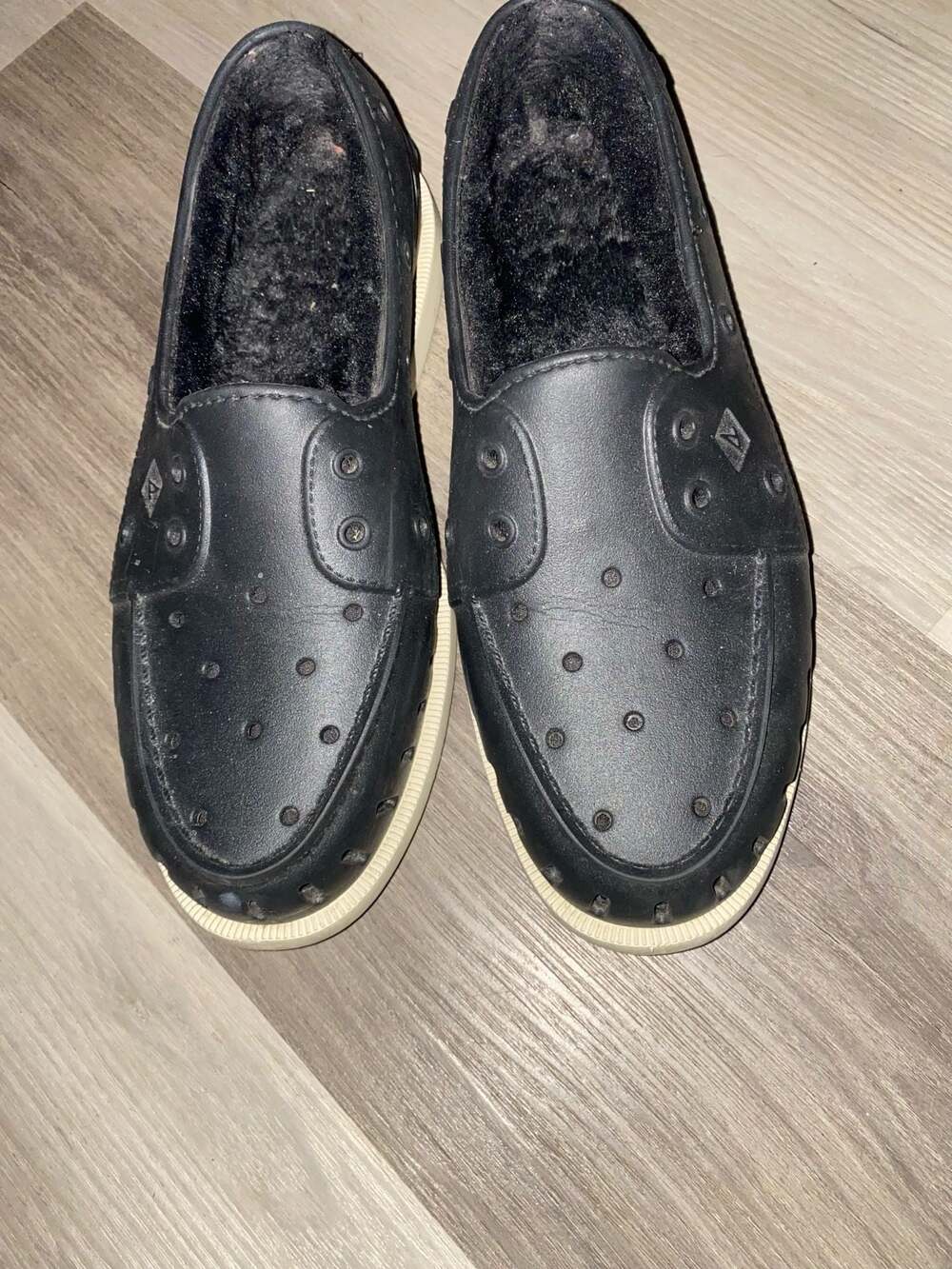 Sperry Men's Authentic Original Float Cozy Faux Fur Lined Boat Shoes Black sz 10